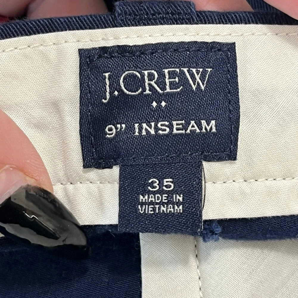 J.Crew Chino Shorts Mens 35 Crab Print Navy Blue Embroidered Summer Casual